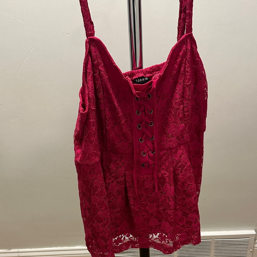 Torrid Fuchsia Lace-Up Camisole